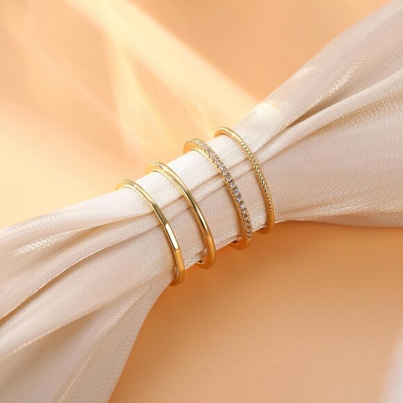 14K Gold Filled 1.3mm Thin Stackable Rings for Women - Minimalist Non Tarnish Ha - Picture 5 of 6